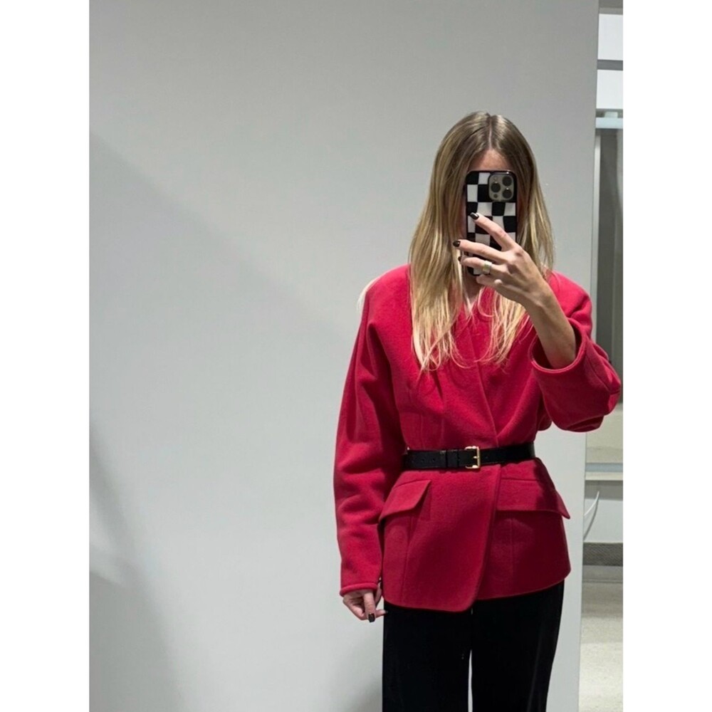 MaxMara Vintage Bright Raspberry Cashmere Blazer Size 10
